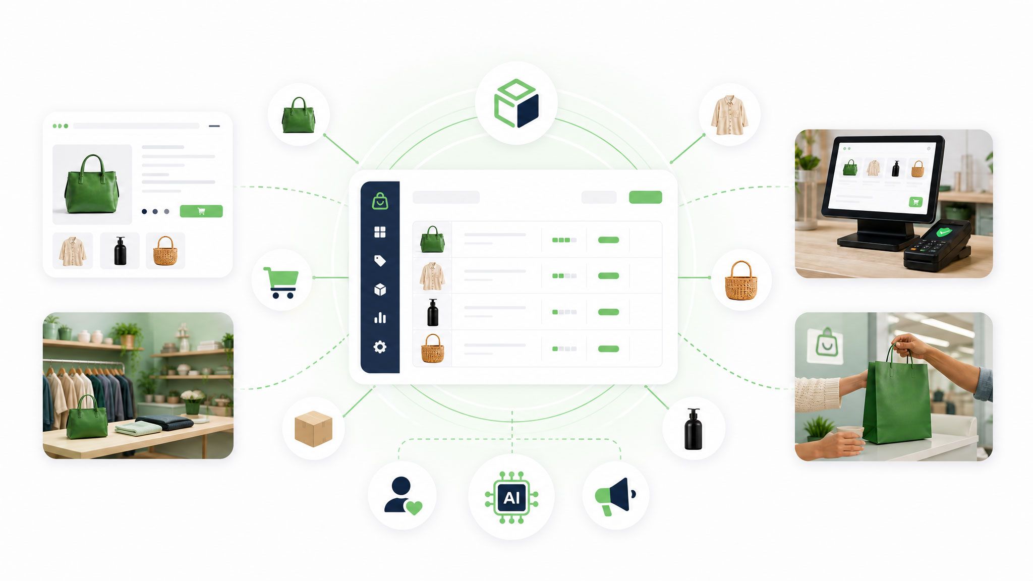 MyShopie retail commerce dashboard connecting storefront, POS, pickup and loyalty